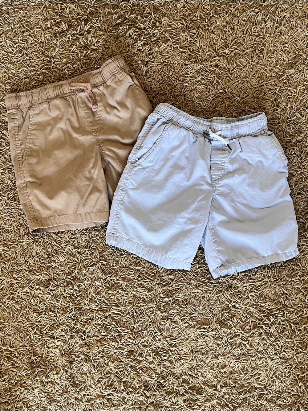 wonder nation Tan and Light Blue Elastic Pull-On Kids Shorts